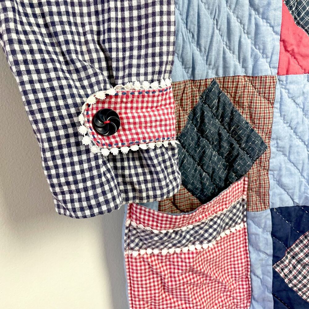 Vintage Handmade Patchwork Quilt Jacket Sz XL Cottagecore Americana Prairie Folk - Picture 4 of 13